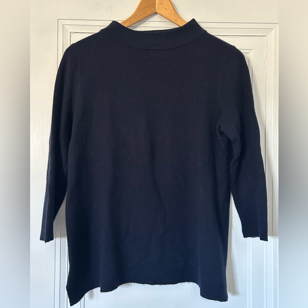 LOFT Navy Long Sleeve Mock Neck Top